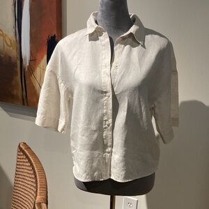 H & M Short Sleeved Linen Shirt Size XS